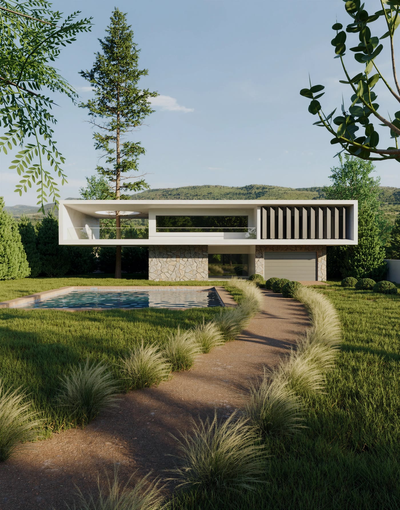 BC Villa, ön cephe, havuz ve patika